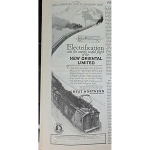 Great Northern Railway New Oriental Limited Electrification 1927 Print Ad